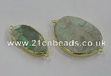 NGC1710 18*25mm - 30*40mm freeform green gemstone connectors