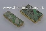 NGC1711 15*30mm - 25*45mm rectangle green gemstone connectors