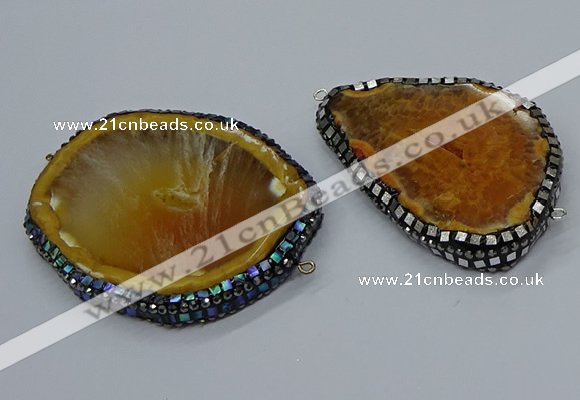 NGC1742 40*55mm - 50*65mm freeform agate gemstone connectors