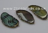 NGC1743 20*60mm - 35*70mm freeform agate gemstone connectors