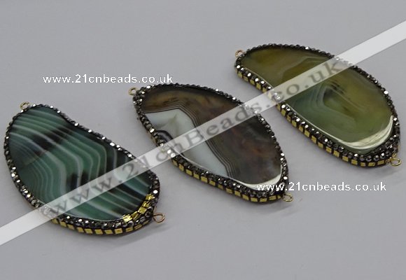 NGC1743 20*60mm - 35*70mm freeform agate gemstone connectors