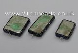 NGC1748 20*40mm - 25*35mm rectangle green apple jasper connectors