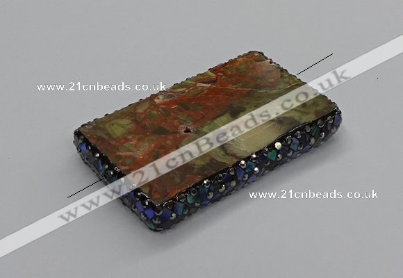 NGC1767 40*60mm rectangle ocean agate connectors wholesale