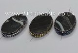 NGC1783 35*55mm oval agate gemstone connectors wholesale