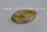 NGC1820 35*50mm oval agate gemstone connectors wholesale