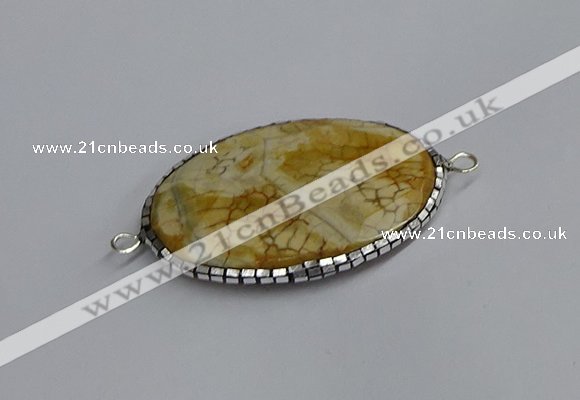 NGC1820 35*50mm oval agate gemstone connectors wholesale