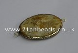 NGC1821 35*50mm oval agate gemstone connectors wholesale