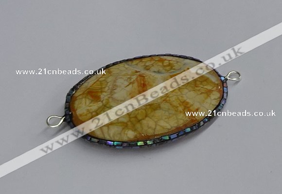 NGC1822 35*50mm oval agate gemstone connectors wholesale