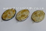 NGC1823 35*50mm oval agate gemstone connectors wholesale