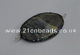 NGC1827 35*50mm oval agate gemstone connectors wholesale