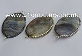 NGC1828 35*50mm oval agate gemstone connectors wholesale