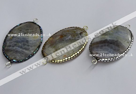 NGC1828 35*50mm oval agate gemstone connectors wholesale