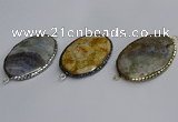 NGC1829 35*50mm oval agate gemstone connectors wholesale