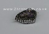 NGC1850 22*30mm - 25*35mm flat teardrop plated druzy amethyst connectors