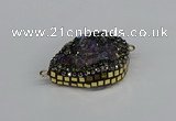 NGC1851 22*30mm - 25*35mm flat teardrop plated druzy amethyst connectors