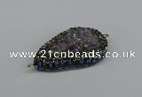 NGC1852 22*30mm - 25*35mm flat teardrop plated druzy amethyst connectors