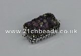 NGC1855 15*35mm - 22*30mm rectangle plated druzy amethyst connectors