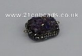 NGC1857 15*35mm - 22*30mm rectangle plated druzy amethyst connectors