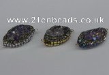 NGC1863 20*30mm - 22*35mm marquise plated druzy amethyst connectors