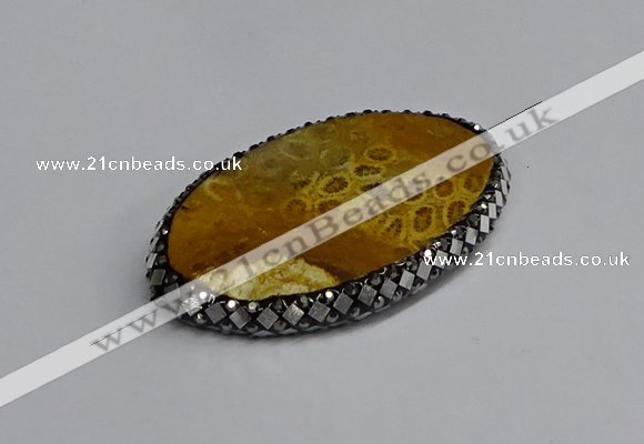 NGC1875 30*50mm - 30*55mm oval fossil coral connectors