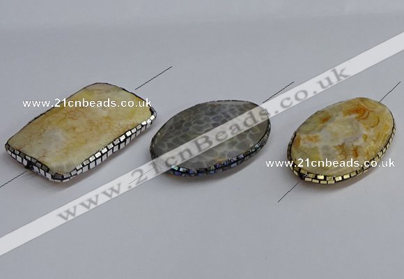 NGC1889 30*40mm - 30*45mm freeform agate gemstone connectors