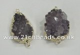 NGC196 20*28mm - 25*30mm freeform druzy amethyst connectors