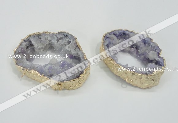 NGC201 50*60mm - 55*75mm freeform druzy agate connectors