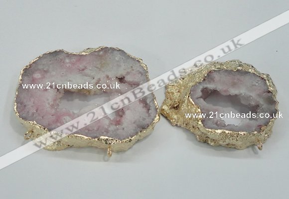 NGC202 50*60mm - 55*75mm freeform druzy agate connectors