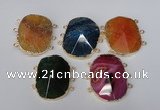 NGC209 30*40mm freeform agate gemstone connectors wholesale