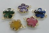 NGC218 24mm - 25mm flower agate gemstone connectors wholesale