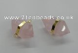 NGC260 18*30mm - 20*35mm faceted nuggets rose quartz connectors