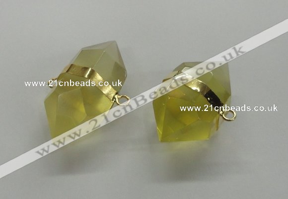 NGC261 18*30mm - 20*35mm faceted nuggets lemon quartz connectors