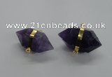 NGC262 18*30mm - 20*35mm faceted nuggets amethyst connectors