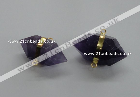 NGC262 18*30mm - 20*35mm faceted nuggets amethyst connectors