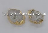 NGC267 35*45mm - 40*50mm freeform plated druzy agate connectors