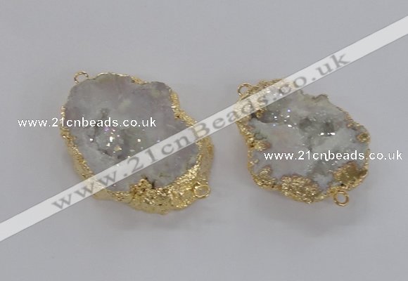 NGC267 35*45mm - 40*50mm freeform plated druzy agate connectors