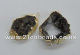 NGC272 30*35mm - 35*40mm freeform plated druzy agate connectors