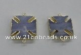 NGC275 26*26mm - 28*28mm blue lace agate gemstone connectors