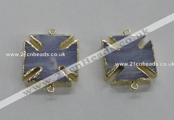 NGC275 26*26mm - 28*28mm blue lace agate gemstone connectors