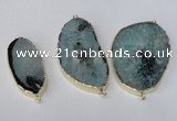 NGC283 22*45mm - 40*55mm freeform druzy agate connectors