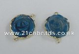 NGC290 23*25mm - 26*28mm carved flower agate gemstone connectors