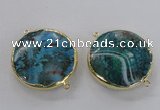 NGC299 35mm flat round agate gemstone connectors wholesale