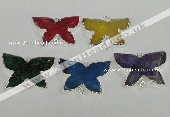 NGC312 22*30mm carved butterfly agate gemstone connectors