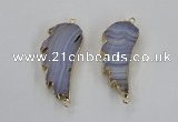 NGC322 16*35mm - 18*38mm wing-shaped agate gemstone connectors