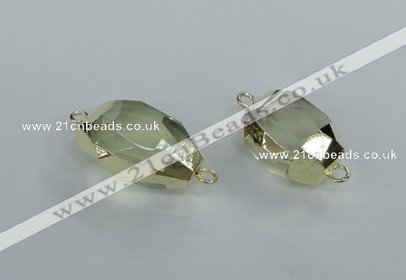 NGC338 15*20mm - 18*25mm faceted nuggets yellow quartz connectors