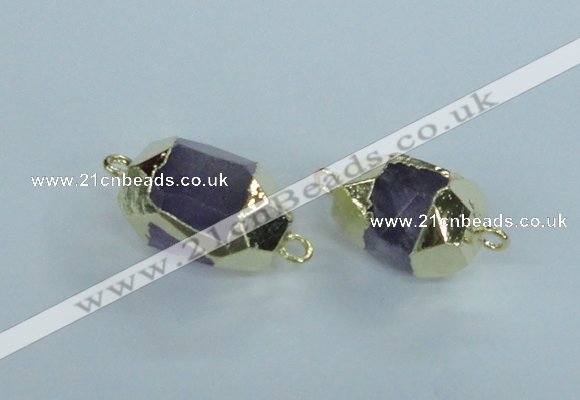 NGC340 15*20mm - 18*25mm faceted nuggets amethyst connectors