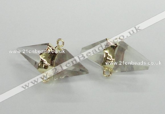 NGC345 18*30mm - 15*45mm faceted bicone white crystal connectors