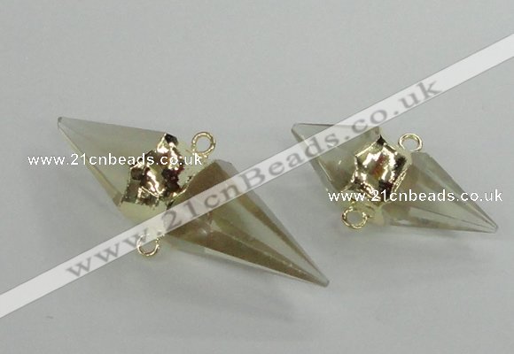 NGC346 18*30mm - 15*45mm faceted bicone yellow quartz connectors