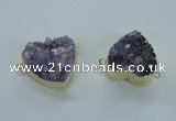 NGC370 23*25mm - 30*32mm heart druzy amethyst gemstone connectors