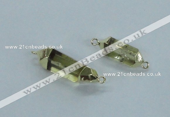 NGC373 10*25mm - 12*30mm faceted nuggets lemon quartz connectors